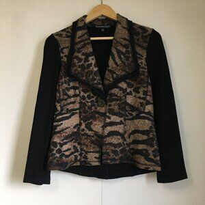Vintage Proportion Petite Conrad C. Snow Leopard & Co. Print Wool Blazer 4